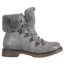 Forever Folie Botas Com Pele cinza Forever Folie Botas Com Pele cinza