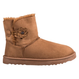 SHELOVET Mukluki com flor marrom