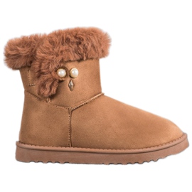 SHELOVET Botas de neve com pérolas marrom