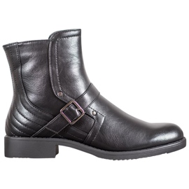 J. Star Botas de salto plano preto