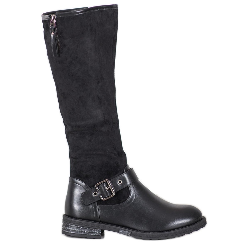 SHELOVET Botas de equitação com fivela preto