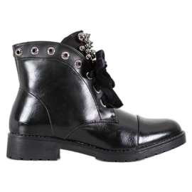 Bella Paris Botas Com Laço Decorativo preto Bella Paris Botas Com Laço Decorativo preto