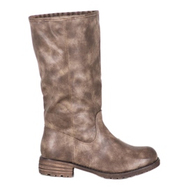 SDS Botas confortáveis ​​com couro ecológico marrom