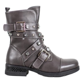 Kayla Trabalhadores Quentes Com Strass cinza