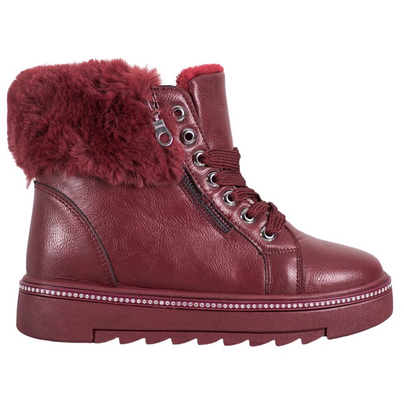 SHELOVET Botas cor de vinho com pele vermelho SHELOVET Botas cor de vinho com pele vermelho