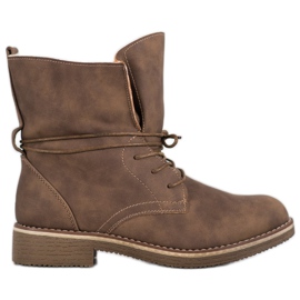 SDS Botas amarradas com haste enrolada castanho