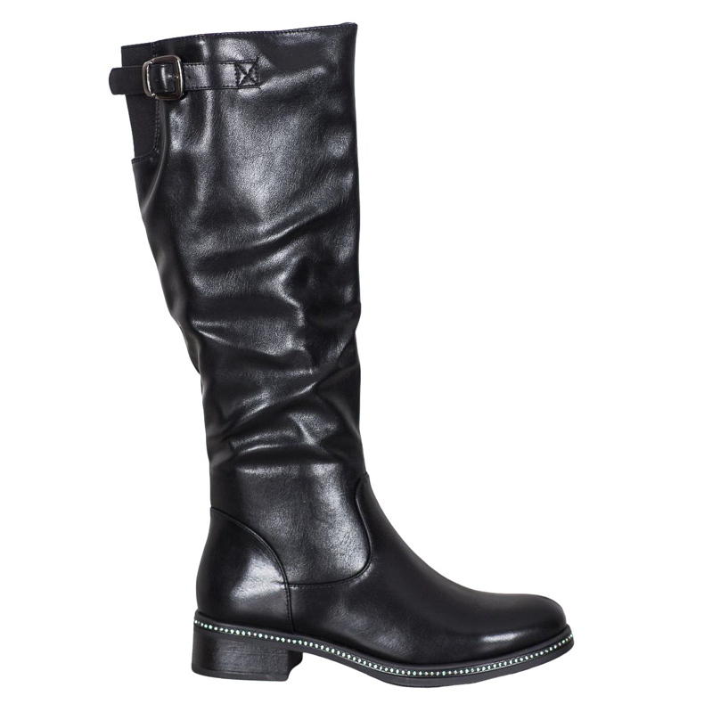 Abloom Botas de cano alto com zircônia cúbica preto