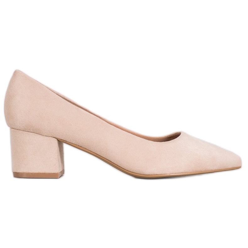 Ideal Shoes Bombas de camurça de salto alto castanho