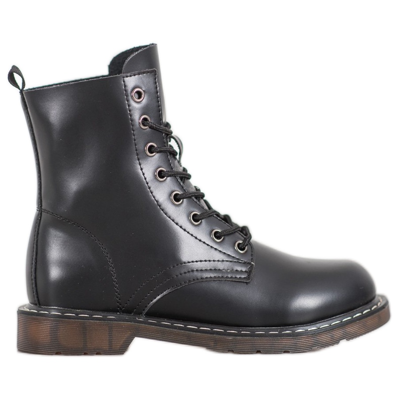 Kylie Trappers elegantes com couro ecológico preto Kylie Trappers elegantes com couro ecológico preto