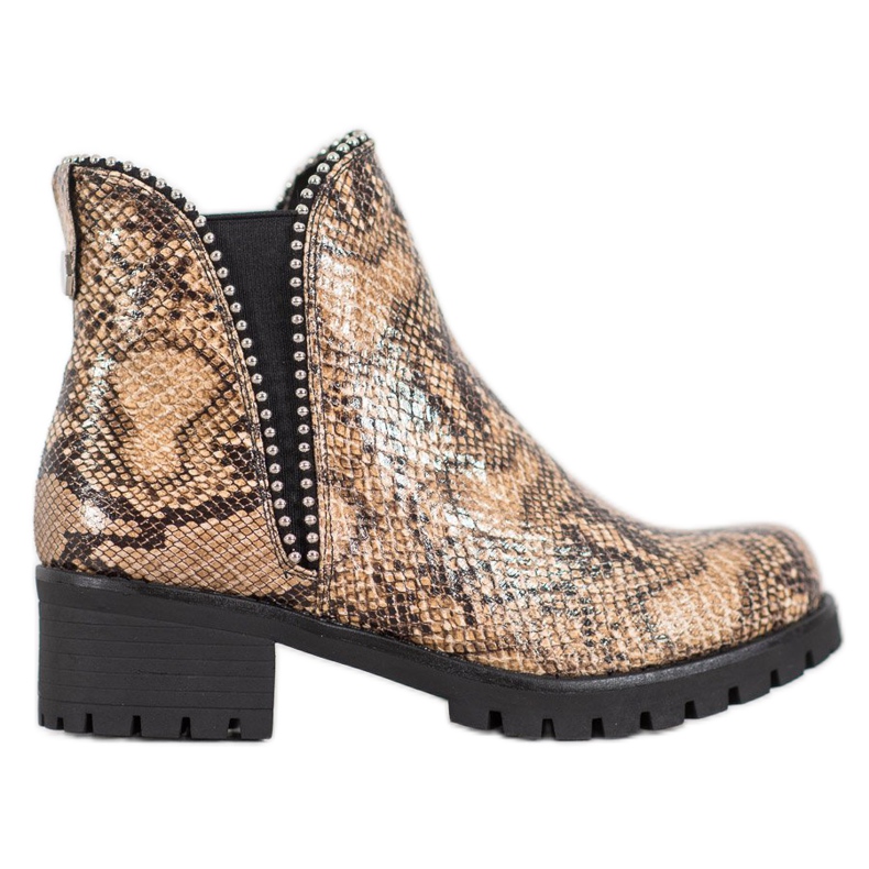 SDS Snake Print Chelsea Boots castanho