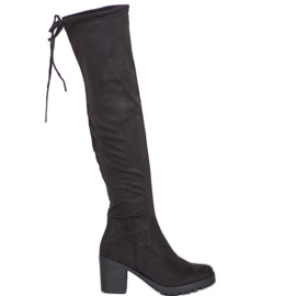 SHELOVET Botas com plataforma de camurça preto