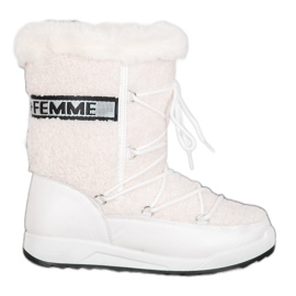 Small Swan Moda botas de neve com cordões branco