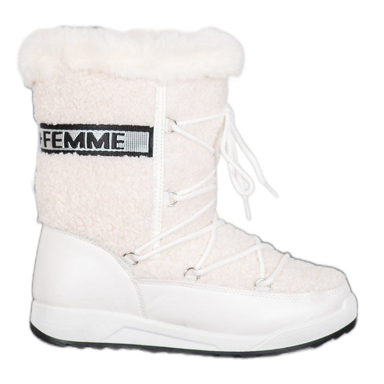 Small Swan Botas de neve com cordões da moda branco Small Swan Botas de neve com cordões da moda branco