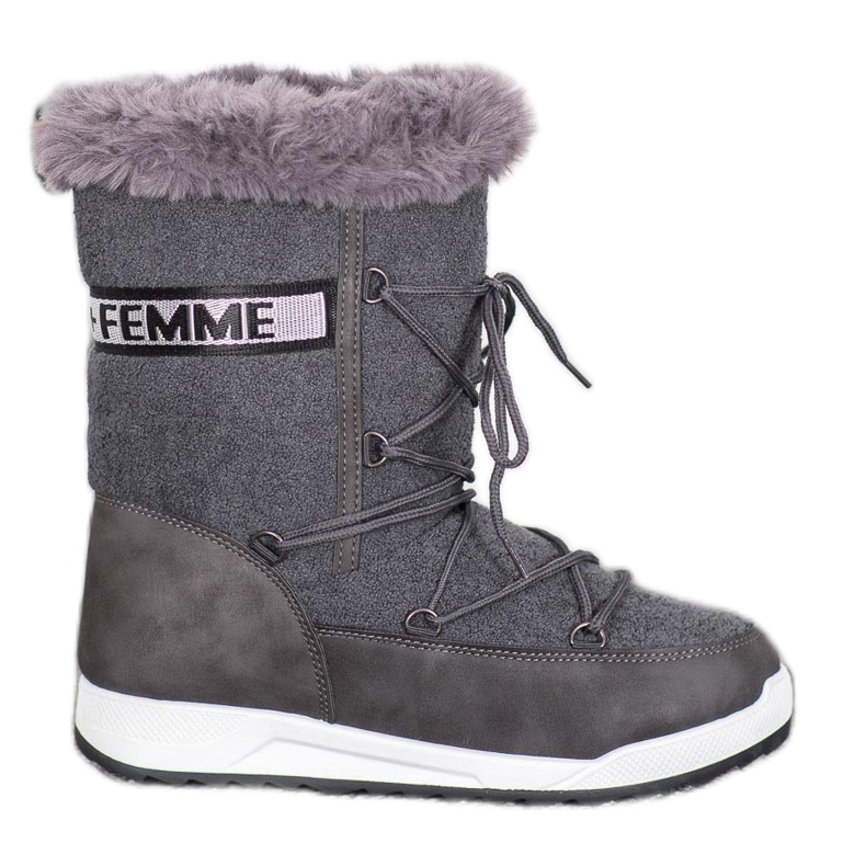 Small Swan Botas de neve com cordões da moda cinza