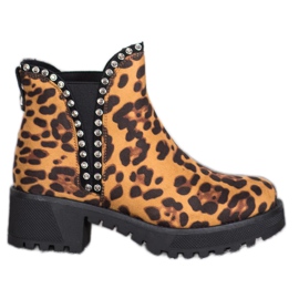 SDS Botas Chelsea com estampa de leopardo marrom