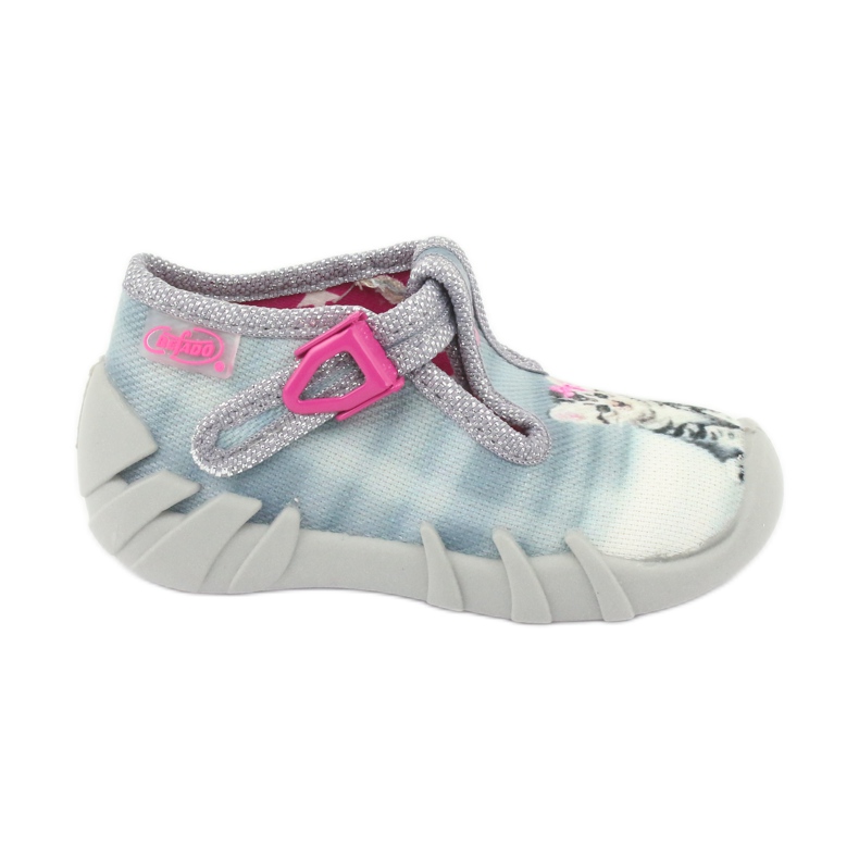 Sapatos infantis Befado gatinho 110P365 rosa cinza