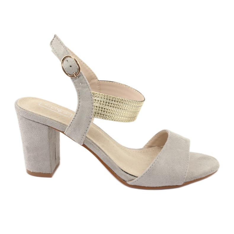 Sandálias no poste Filippo DS817 cinza / ouro amarelo