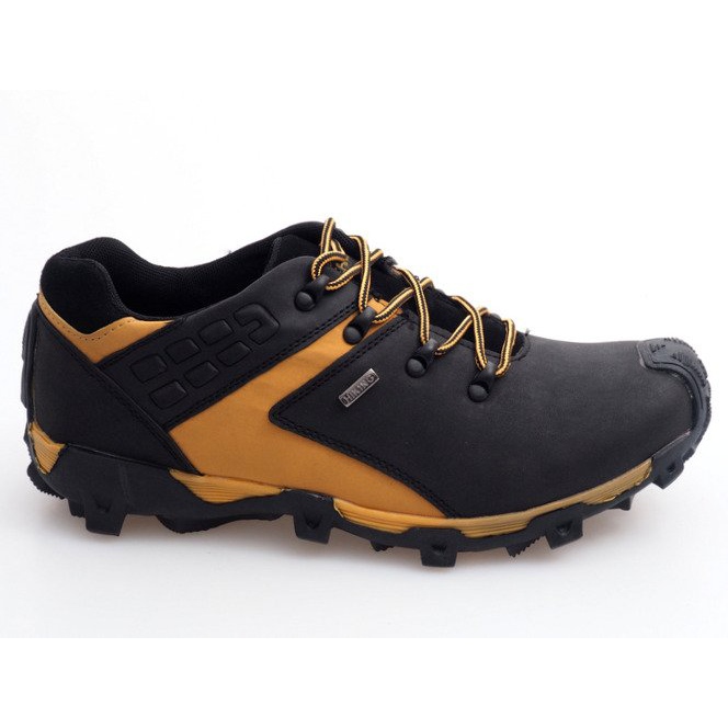 Botas de caminhada em couro Nat HLD923 preto amarelo