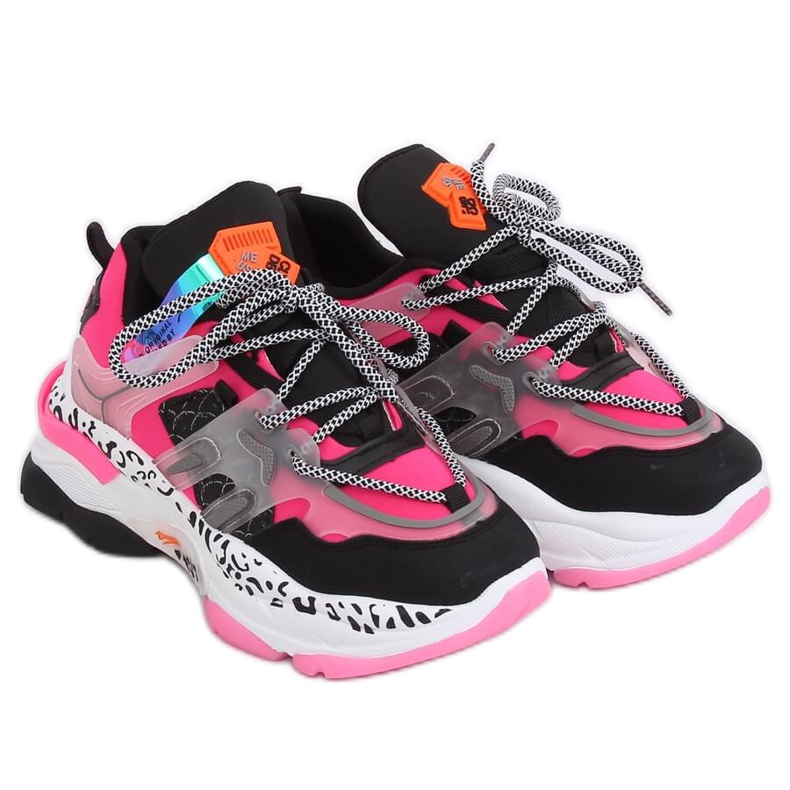LA65P Fushia Trainers preto rosa multicolorido