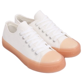 Tênis com sola colorida, branco e bege FG-2948 Nudepink marrom