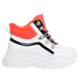 Sapatos esportivos de tornozelo alto laranja e branco RB-3348 BRANCO / LARANJA Sapatos esportivos de tornozelo alto laranja e branco RB-3348 BRANCO / LARANJA