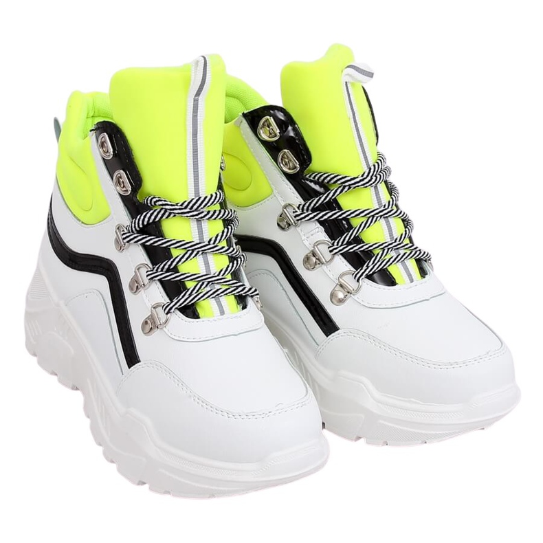 Sapatos esportivos de tornozelo alto branco e amarelo RB-3348 BRANCO / AMARELO