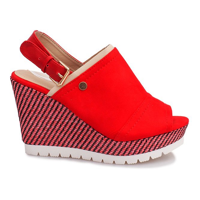 Sandálias de cunha vermelhas Holi vermelho