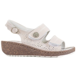 Goodin Sandálias de couro com cunha castanho