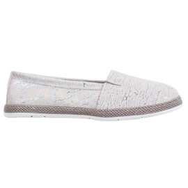 Goodin Bailarinas de couro com efeito holo cinza Goodin Bailarinas de couro com efeito holo cinza