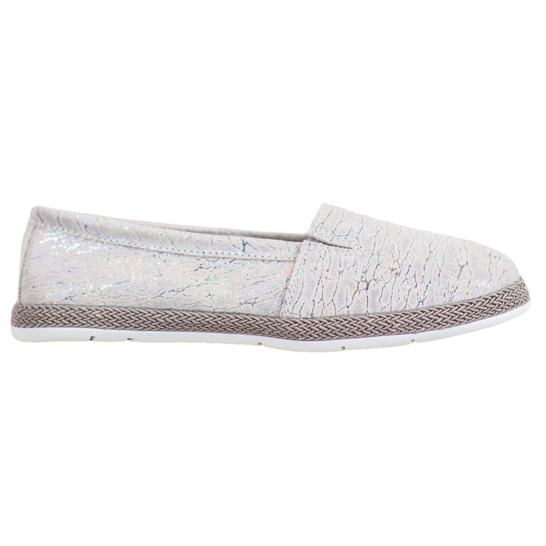 Goodin Bailarinas de couro com efeito holo cinza