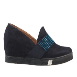 Bombas azul marinho na cunha T1715-2 azul-marinho