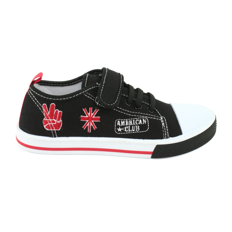 Tênis de velcro American Club TEN10 preto vermelho