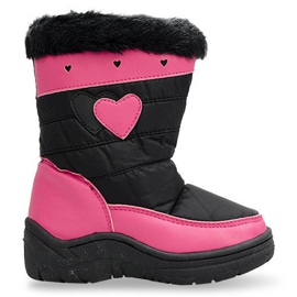 Botas de neve infantis quentes DF86 pretas preto rosa