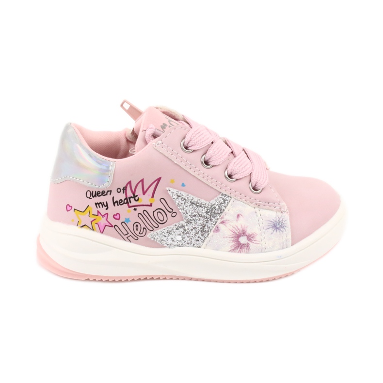 Calçados esportivos estrela American Club GC15 para meninas rosa cinza