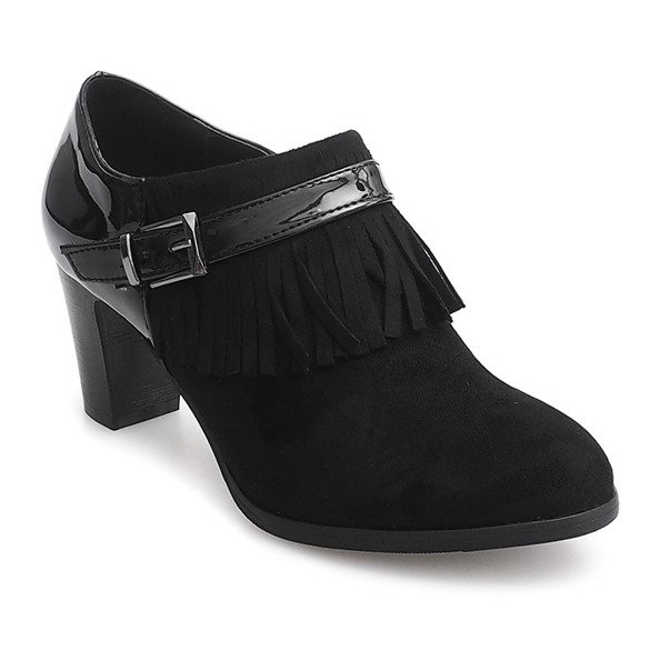 Botas no salto boho franja 6660 preto