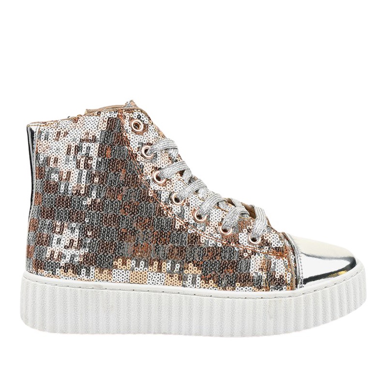 Tênis prateado em plataforma com zíperes de 1761 cinza