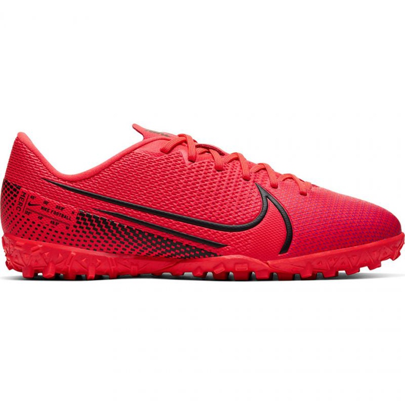Chuteiras Nike Mercurial Vapor 13 Academy Tf Jr AT8145-606 vermelho laranjas e tintos