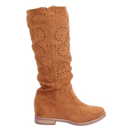 Botas de cunha Camel NC1015 openwork Camel marrom