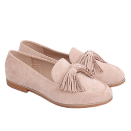 Mocassins bege feminino com franjas T357P Beige