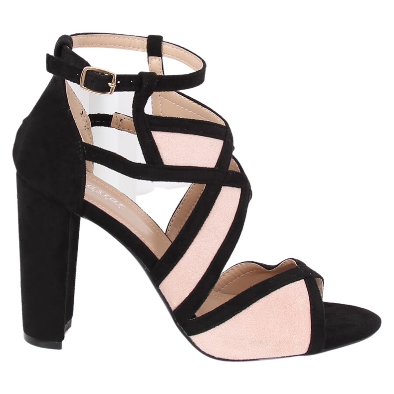 Sandálias pretas e rosa no poste LE071P Rosa preto