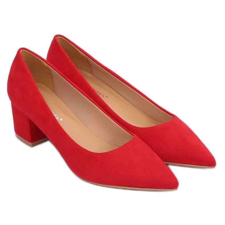 Bombas de salto baixo vermelho A-3370 vermelho
