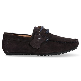 Mocassins de couro com atacadores SH57 marrom castanho Mocassins de couro com atacadores SH57 marrom castanho