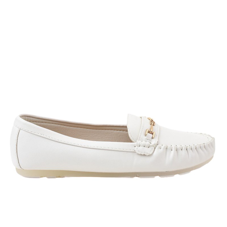 Mocassins de bailarina de couro ecológico branco FM3102A