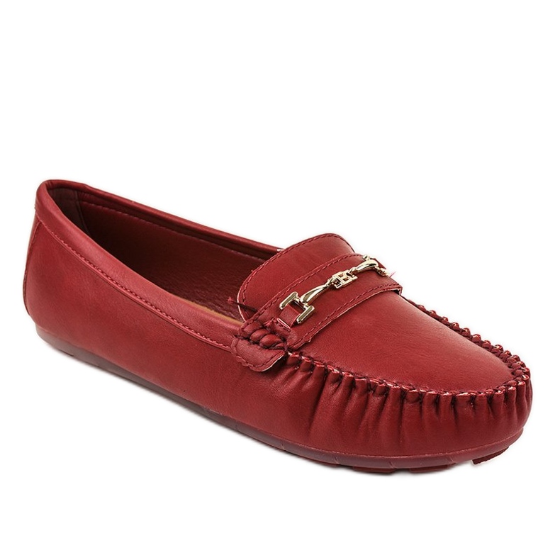 Mocassins de bailarina de couro ecológico vermelho FM3102A