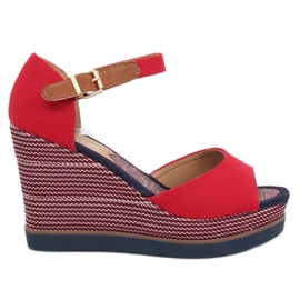 Sandálias vermelhas com salto em cunha 9079 Red II Genre vermelho