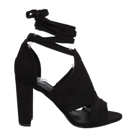 Sandálias pretas amarradas ao tornozelo NS112P Preto