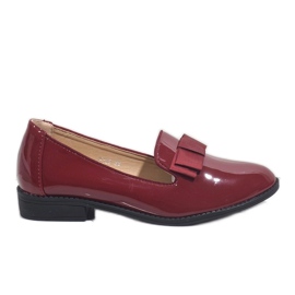 Mocassins vermelhos femininos com laço F158