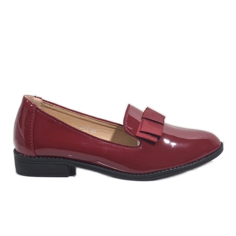 Mocassins vermelhos femininos com laço F158