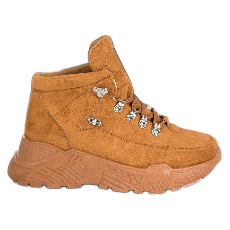 Queentina Tênis camurça castanho