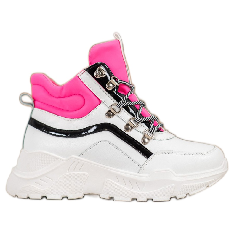 Ideal Shoes Botas da moda branco rosa multicolorido